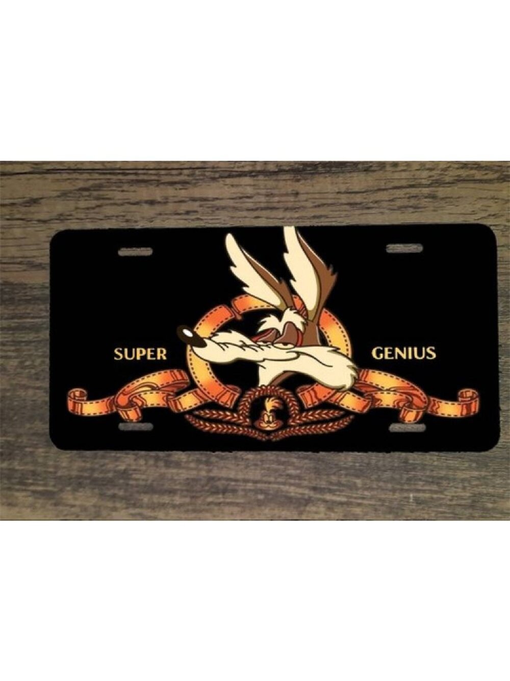 Super Genius Wile E Coyote 6x12 Custom Mountable License Plate Frame